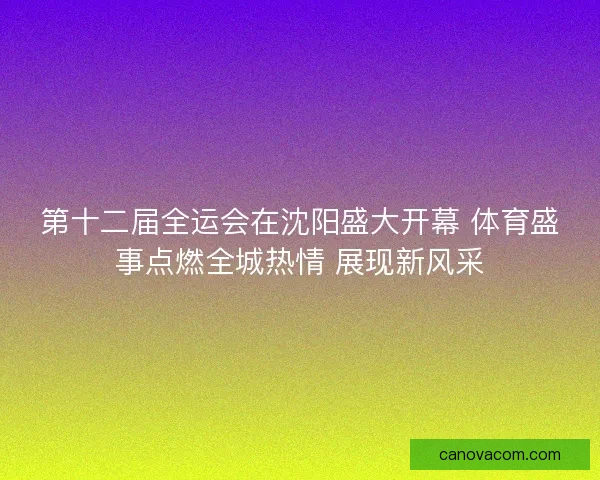 第十二届全运会在沈阳盛大开幕 体育盛事点燃全城热情 展现新风采